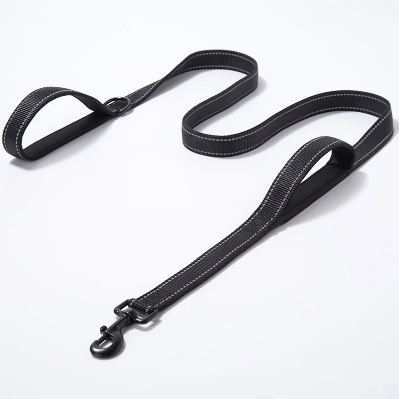 Double Handle Dog Leash, Double-Sided Reflective Night Safety, Heavy Duty For And Extra Large And Me