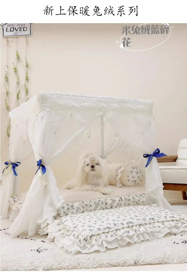 Pet Bed Cat Bed Cat Nest Teddy Than Bear Kennel Princess Wrought Iron Dog Bed Small Medium and Large Dog Supplies