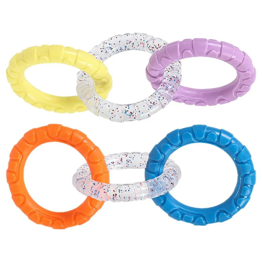 Dog Pull Toy Tough Chew Toys Indestructible Rings Dog Exercise Interactive 3 Rings Teeth Bite-Resistant Toys Puppy Teeth Clean