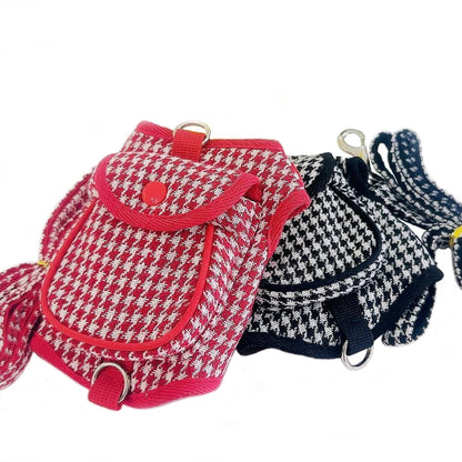 Dog Harness with Backpack andLeashes Set, Luxury Brand Designer Pet Self Carrier Pet  Harness Backpack for Small Medium Dogs