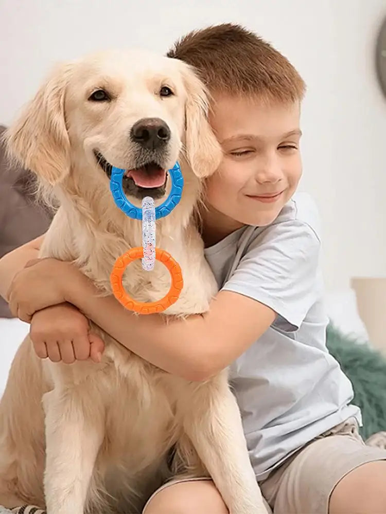 Dog Pull Toy Tough Chew Toys Indestructible Rings Dog Exercise Interactive 3 Rings Teeth Bite-Resistant Toys Puppy Teeth Clean