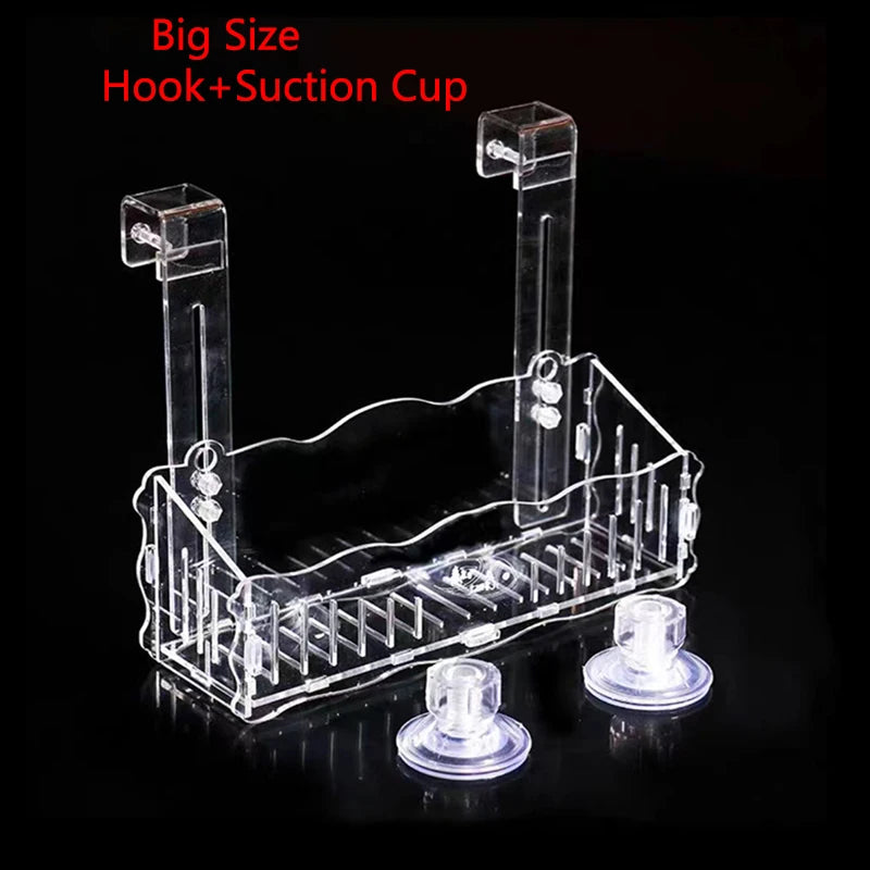 Hanging Fish Tank Crystal Acrylic Pot Polka Aquarium Decoration Water Planting Cylinder Cup Feeding Accessories with SuctionCup