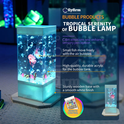 Flyfirm Sensory LED Aquarium with Bubbles and 12 Artificial Fish Ideal for Mood Lighting, Autism, and ADHD Sensory Therapy
