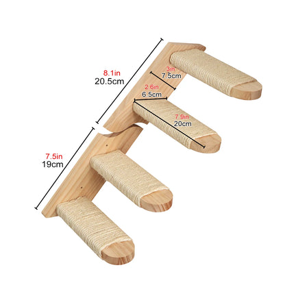Cat Tower Tree Wall Mounted Wooden Climbing Shelf for Cat Bed and Scratcher Post,  Ladder, Widen Steps for Kitten Play & Rest