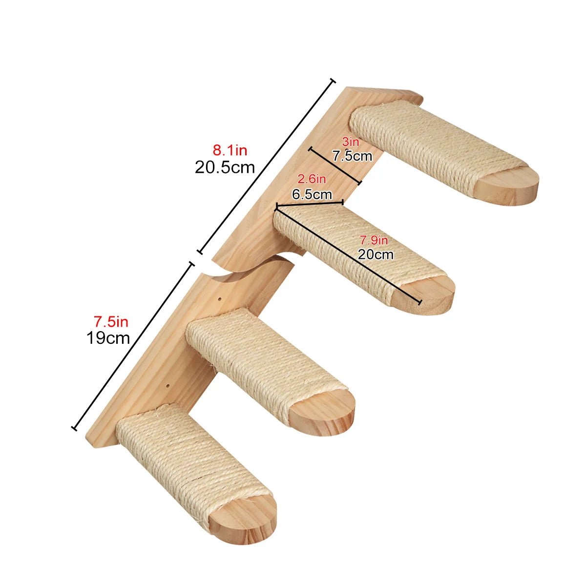 Solid Wood Wall Mounted Cat Tree Wooden Shelves Segment Ladders with Hammock and Cat House Cat Bridge for Kittens Perch Sleeping