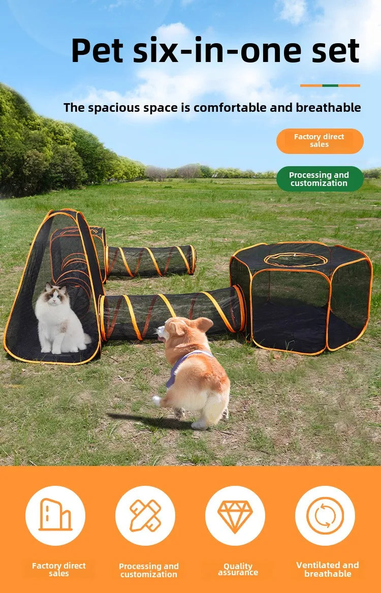 Amazon new outdoor cat with road outdoor dog tent dog game channel pet cage dog cage cat cage pet pass