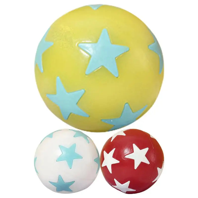 Dog Chew Ball Light Up Elastic Chew Toy With Star Pattern Soft Pet Supplies Chewable Ball 6cm For Veterinary Hospitals Pets Cats