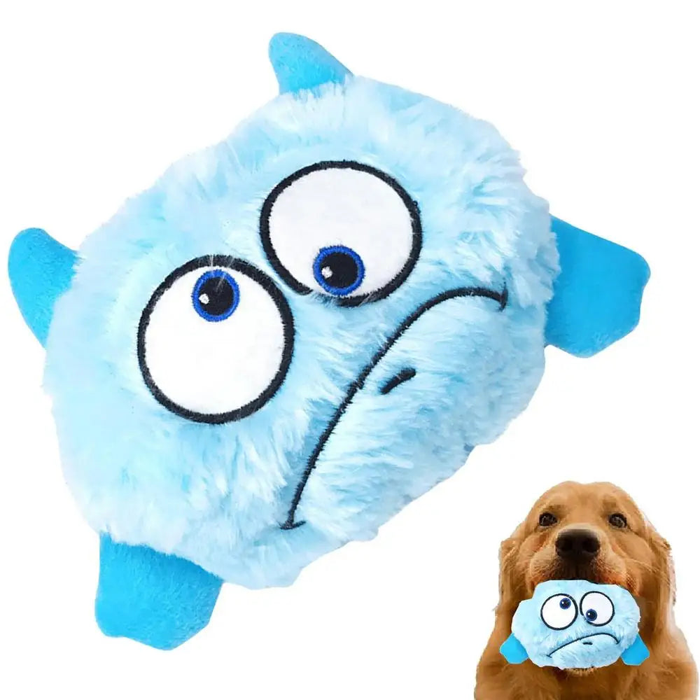 Dog Plush Toy Squeaky Bouncing Puppy Teething Balls Interactive Stuffed Bite Toys With 3 Batteries For Cats Pets Calming Fetch