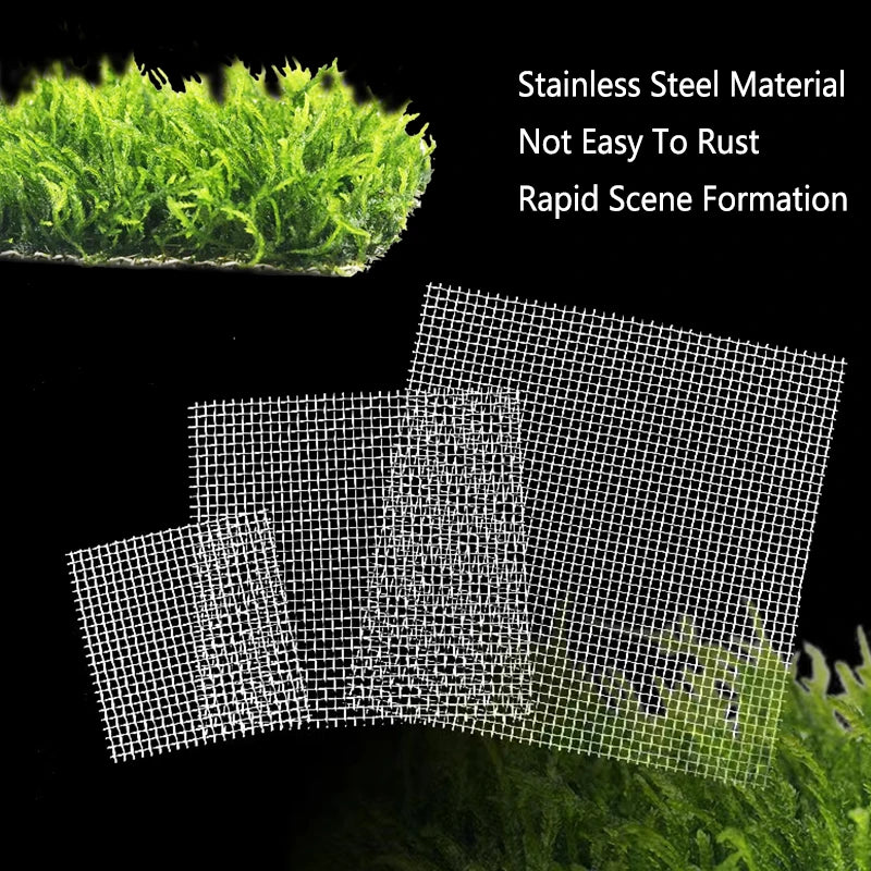 2PCs Stainless Steel Wire Mesh Pad Aquarium Fish Tank Decoration Plants Moss Net Decor 8x8 cm Fish Aquarium Decor Accessories