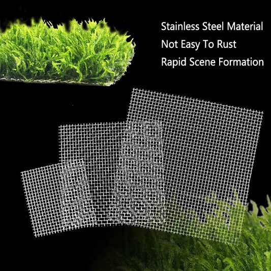 2PCs Stainless Steel Wire Mesh Pad Aquarium Fish Tank Decoration Plants Moss Net Decor 8x8 cm Fish Aquarium Decor Accessories
