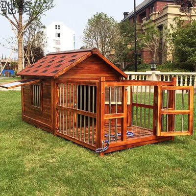 Outdoor Waterproof Solid Wood Kennel Medium and Large Dog Golden Retriever Kennel House Rainproof Outdoor Four Seasons