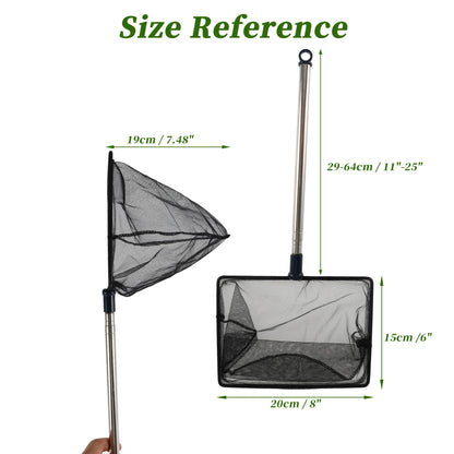 UXCELL Fishing Landing Net Handhold Fish Tank Net Stainless Steel Extendable Handle for Fish Tank Aquarium Accessories