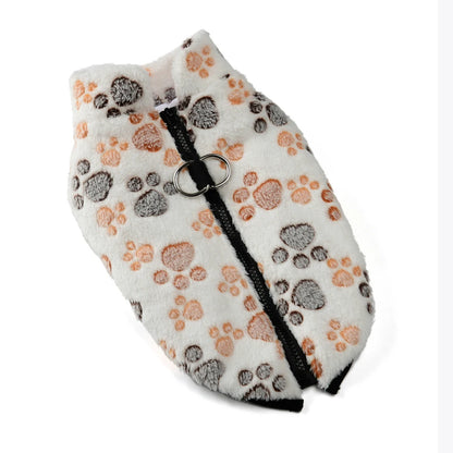 Fleece Dog Clothes Winter Warm Puppy Jacket For Small Dogs Cats Sweater Coat With Zipper D Ring Cute Print Chihuahua Pet Outfits