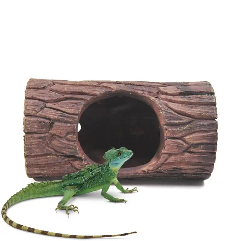 Reptile Tree Hide Resin Lizard Sleeping Cave Hollow Simulation Log Hide Waterproof Habitat Shelter Decor Realistic Tank Decor