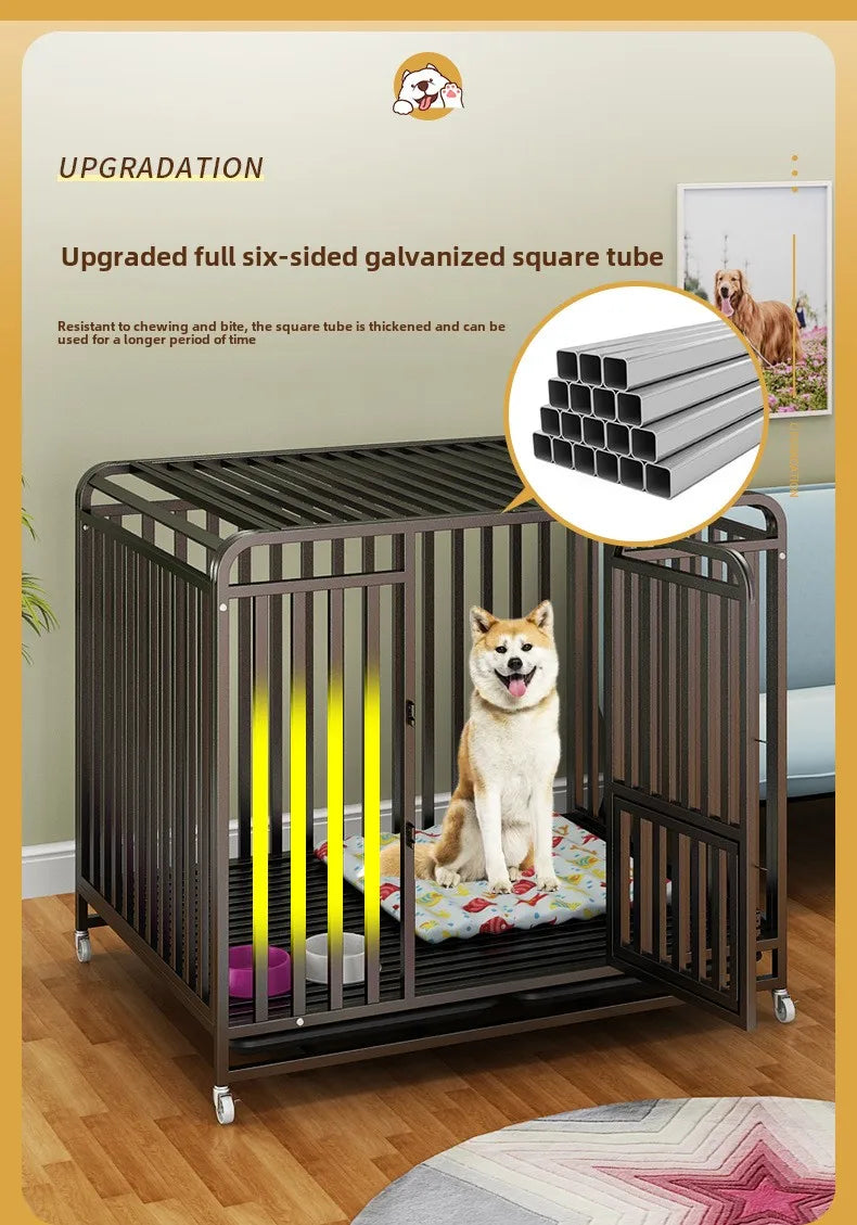 Dog cage Household Indoor with toilet Large Medium Small Dog Teddy Corgi Bichon Shiba Golden Retriever Large cage Kennel