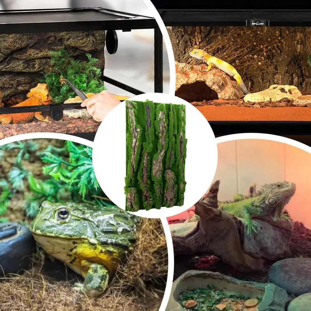 Reptile Cork Terrarium Background Lizard Habitat Decorations Bark Backdrop Reptile Habitat Decor With Artificial Moss for Gecko