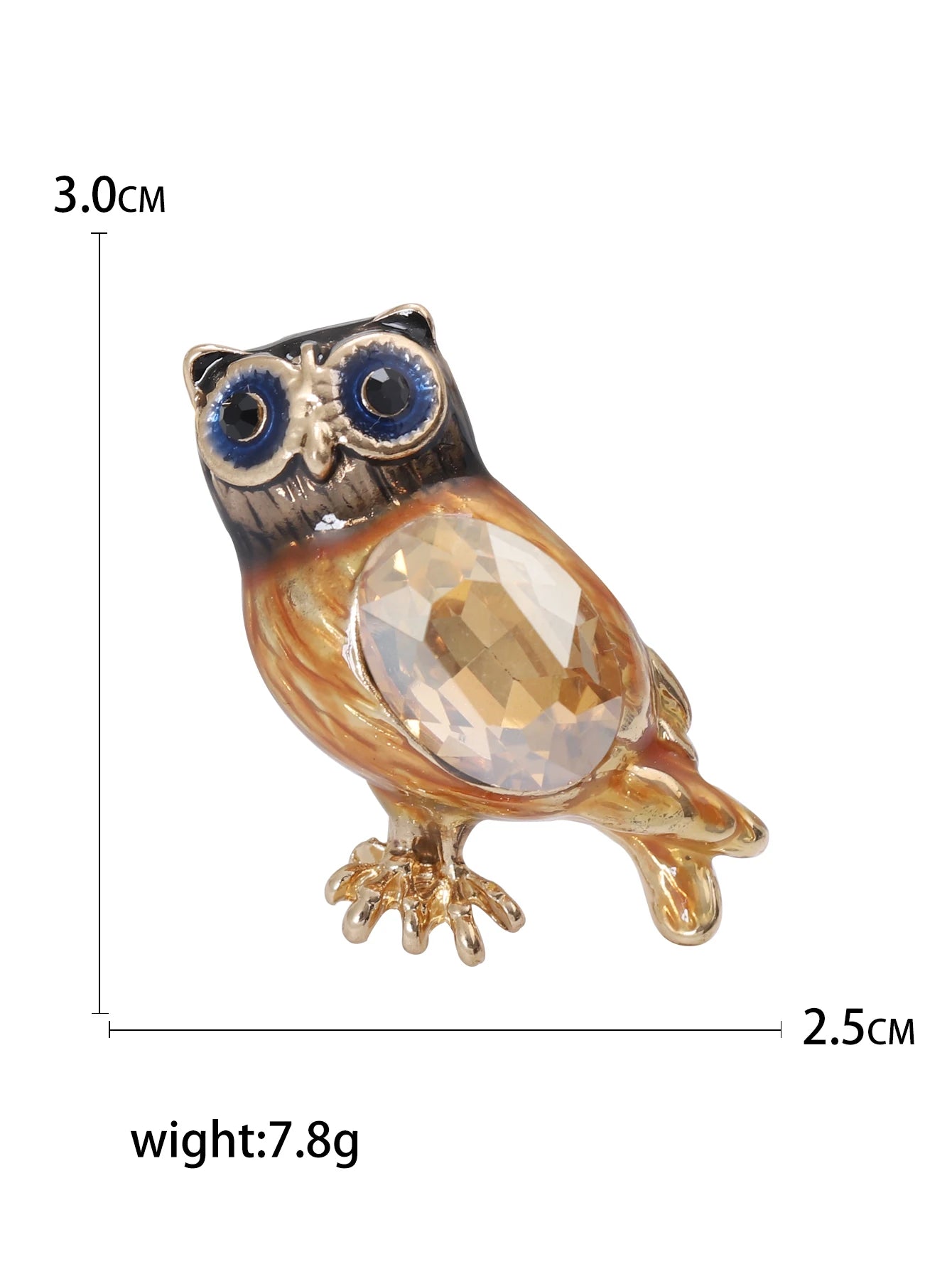 Rhinestone Owl Brooch for Women Unisex Glass Animal Pin Bird Lapel Pins Banquet Party Backpack Gifts Jewelry Accessories