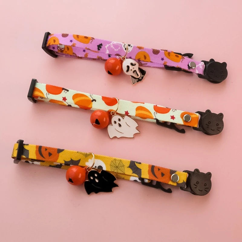Lightweight Halloween Dog Collars Durable Skull Bat Pendant Cosplay Neck Accessories for Cats Personalized Decorate Pet Necklace