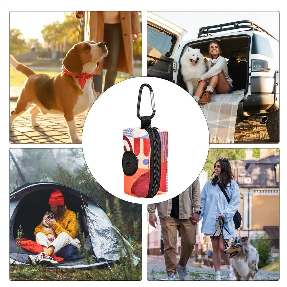 Poop Bag Holders Canvas Dog Poop Bag Holder With Graphic Print Portable Doggie Bag Holder Animal Waste Collection Pouch