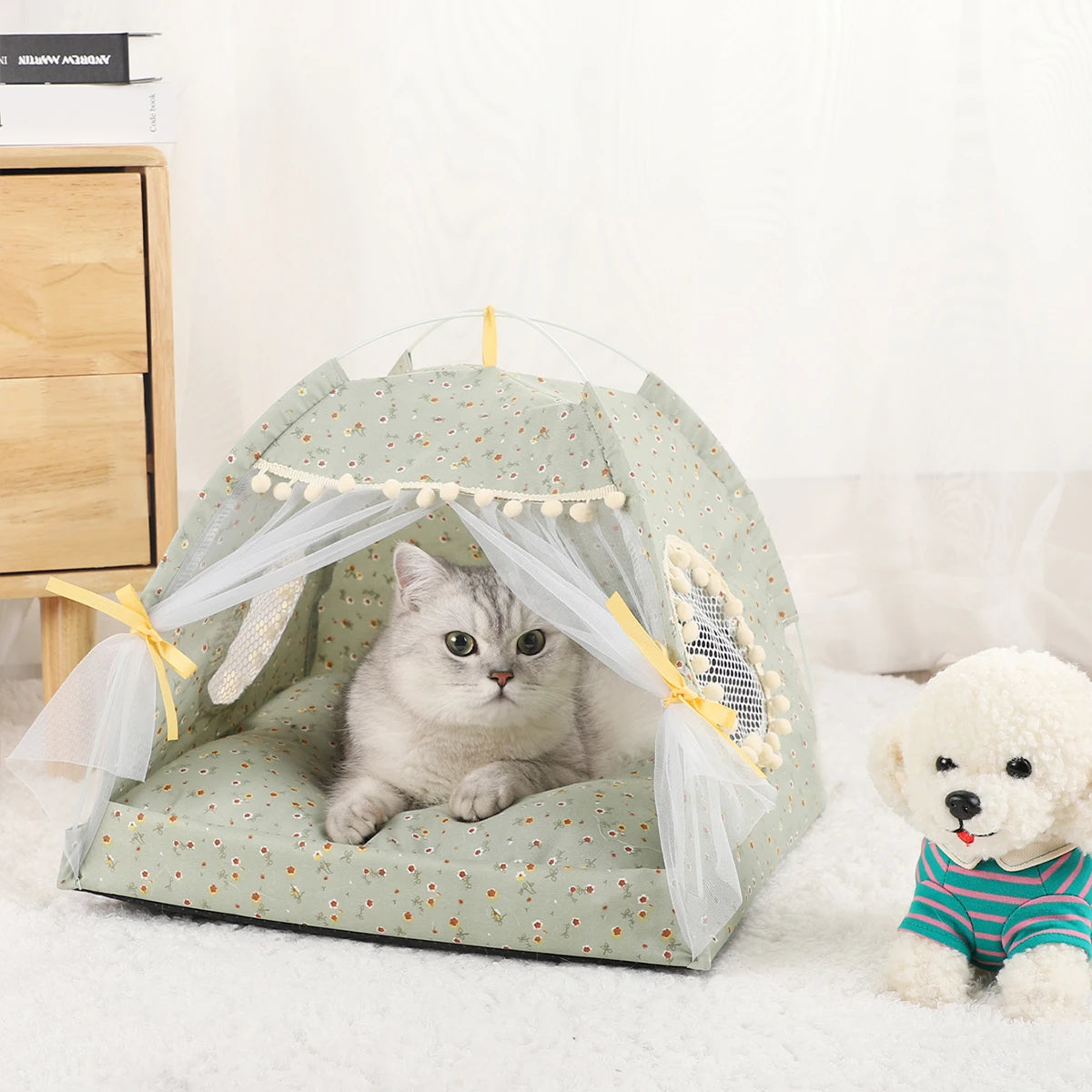 Cat Tent Beds Furnitures Warm Pet Accessories House for Cats Products & Furniture Winter Bed Supplies Cushions Pet Sofa