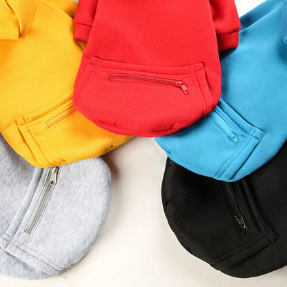 Warm Dog Clothes for Large Dogs Winter Pet Fleece Coat Sport Sweatshirt Hoodies with Snacks Pocket Gold Retriever Husky Apparel