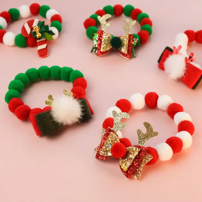 Christmas Necklace for Pet Dogs Sequins Bow Knot Candy Green Fluffy Chihuahua Small Puppy Collars Designer Fancy Cat Accessories