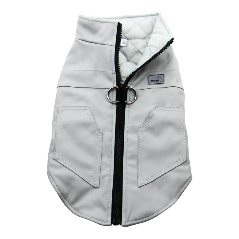 S-5xl Pu Leather Winter Large Dog Clothes Big Dogs Coat Large Waterproof Dog Jacket Medium French Bulldog Down Jacket Puppy Vest