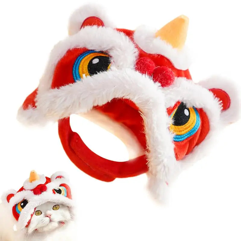 Hats For Cats Cute Plush Cat Hat Pet Costumes Chinese New Year Costume Soft Warm Lion Dance Clothes For Cat Puppy Dog Holiday