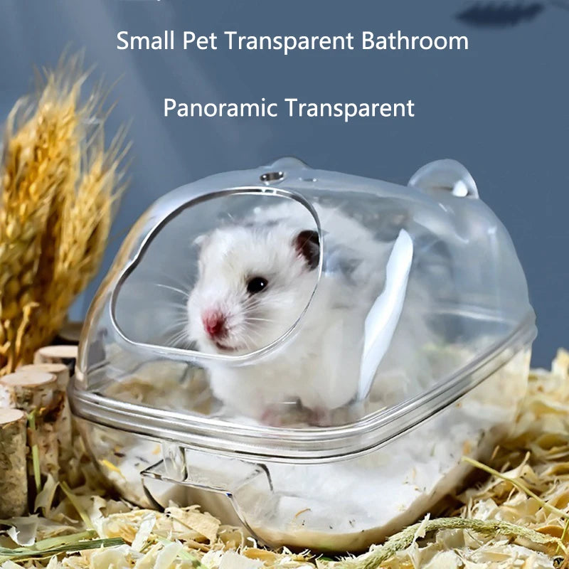 Hamster Bathroom Panoramic Transparent Hamster Mouse Pet Toilet Cage Box Bath Sand Room Toy House Small Pet Supplies Accessories