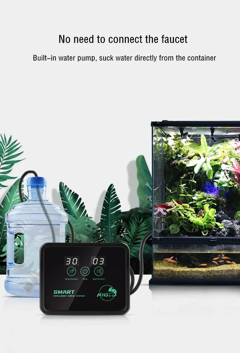 Intelligent Reptile Spray System Mist Rainforest Tank Spray System Kit Sprinkler Control Terrariums Humidifier Electronic Timer