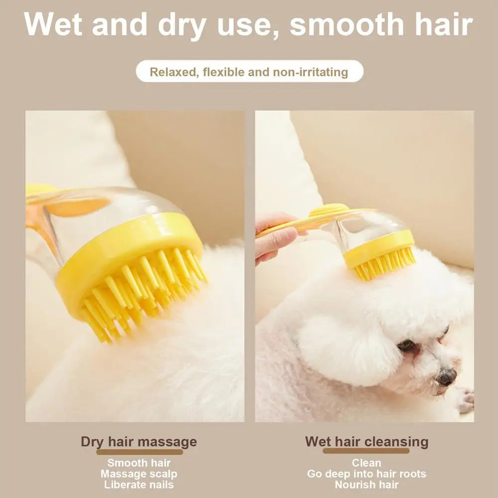 Dog Bath Brush Silicone Dog Brush Long Handle With Soap Dispenser Dog Shampoo Scrubber Pet Grooming Bath Brush For Cats Dogs
