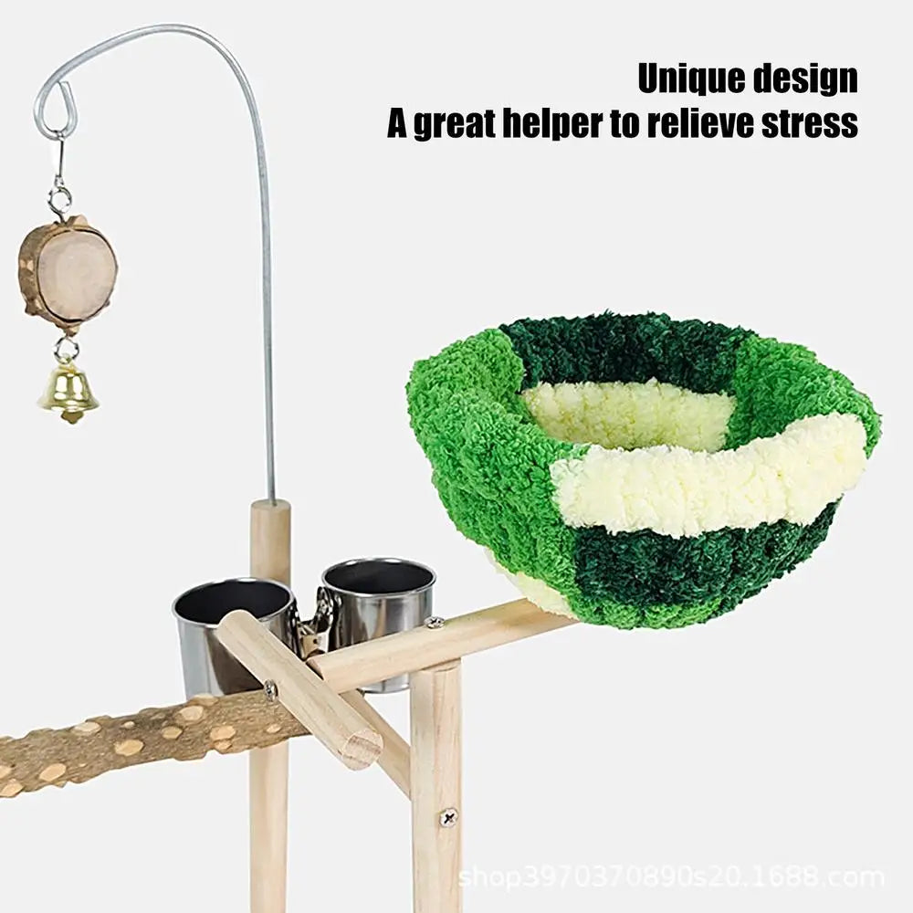 Bird Playground Stand Bird Perch Stand For Cage Natural Wooden Conure Budgie Lovebird Stand Activity Center Claw Grinding Toy
