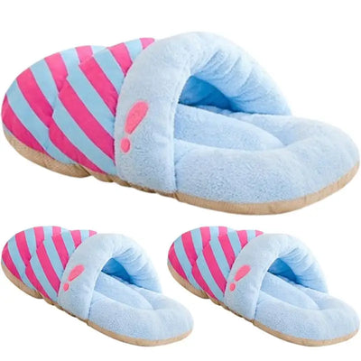 Cat House Bed Plush Winter Slippers Dog Nest Semi-Enclosed Design Pet Sleeping Tool for Dogs Cats Rabbits Warm Kitten Puppy Nest