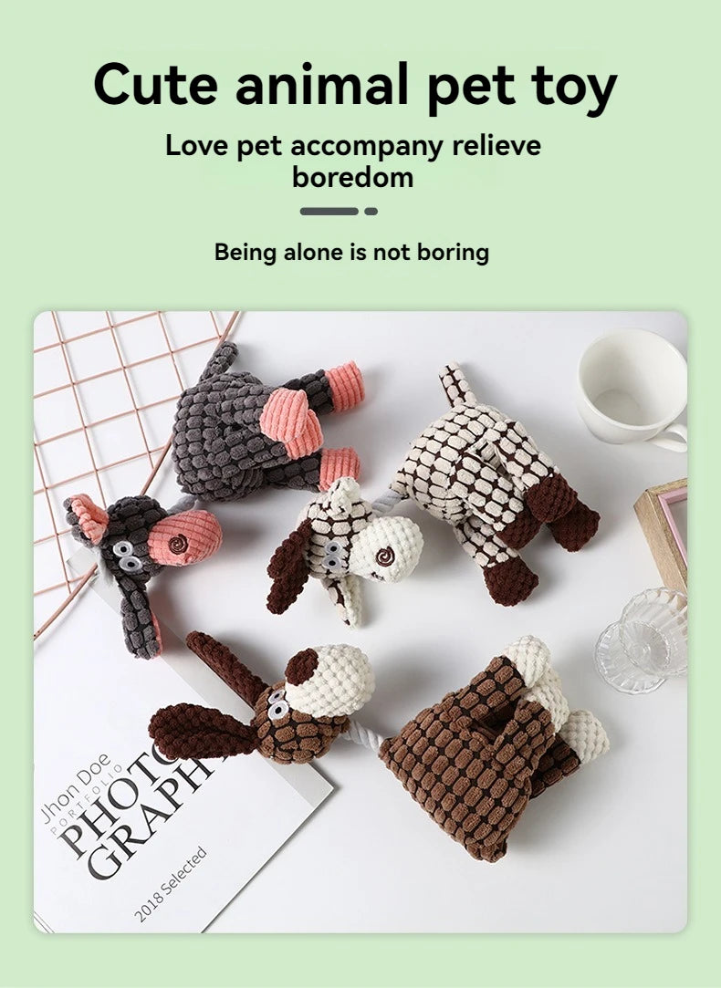 Dog Sounding Toy Molar Training Decompress Interactive Bite Resistant Donkey Shape Plush Toys Pet Supplies