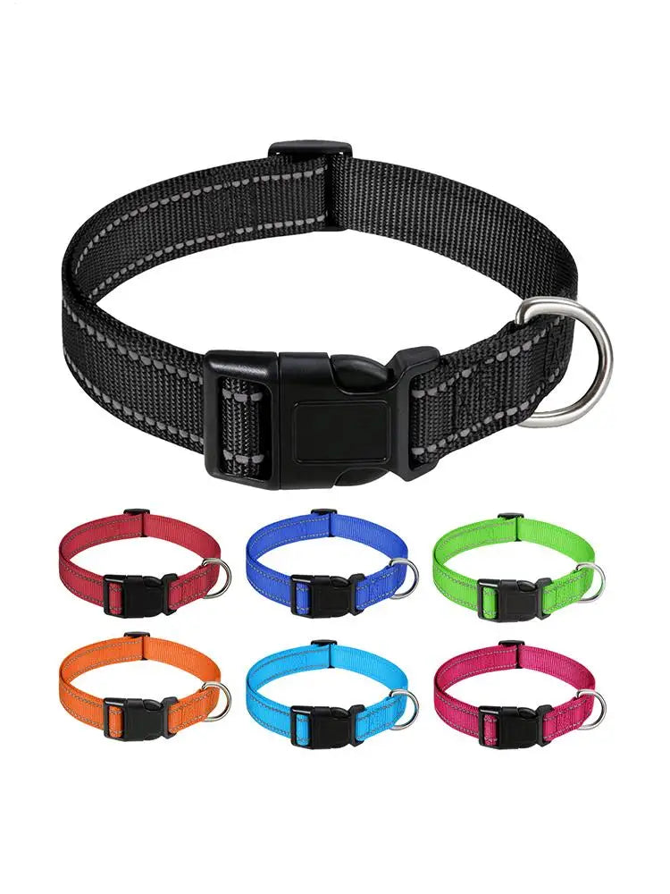 Reflective Dog Collar Adjustable Cat Collar Safety Nylon Pet Collar Durable Comfortable Reflective Pet Collar Pet Supplies