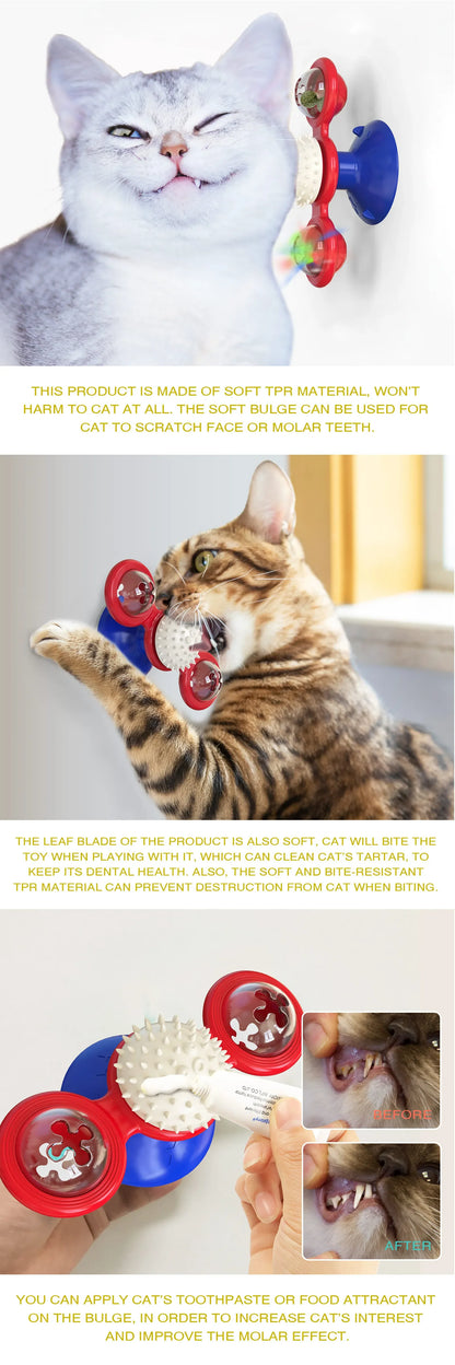 Windmill Cat Toy Interactive Pet Toys for Cats Puzzle Cat Game Toy With Whirligig Turntable for Kitten Brush Teeth Pet Supplies