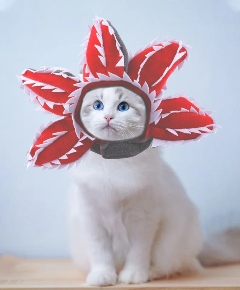 New Creative  Funny Pet Headgear Cosplay Cannibal Flower Hat Pet Dog Cat Halloween Costume Dog Costumes for Small Dogs