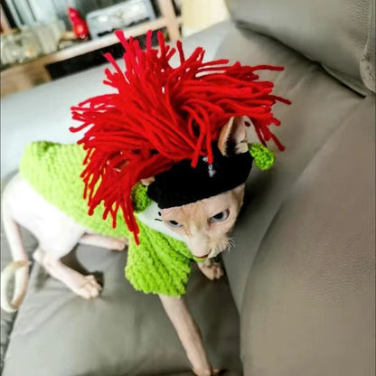 Winter Warm Costume Accessories for Cats Cosplay Funny Animal Flower Knitting Pet Dog Cap Adjustable Head Wear Pet Products