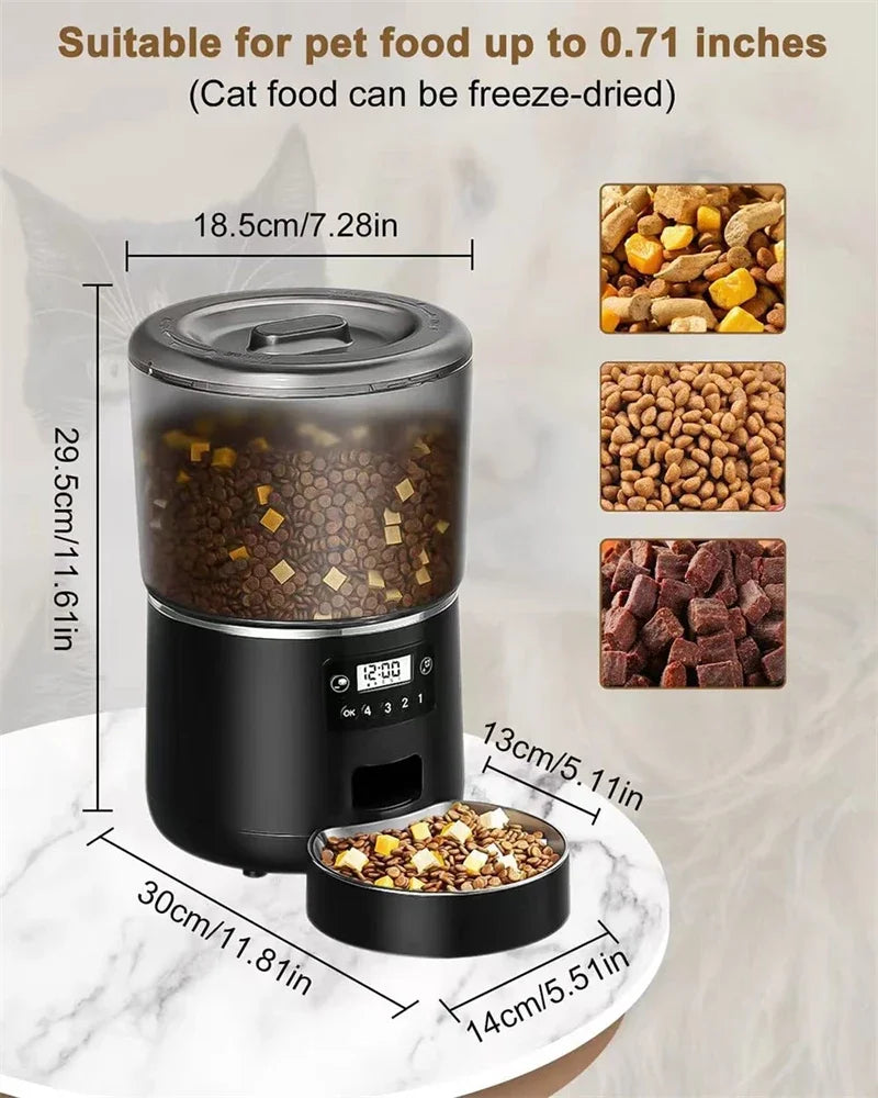 Automatic Pet Feeder 4L Capacity Smart Timer Tuya Control Food Dispenser with Stainless Steel Bowl Dogs Cats Feeding Supplies