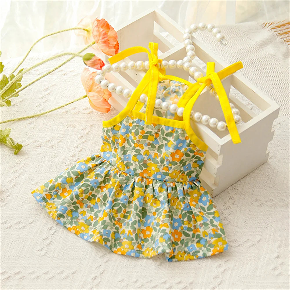 Cotton Puppy Dog Princess Dress for Small Dogs Suspender Skirt Summer Thin Pet Clothes Chihuahua Poodle Yorkies mascotas Dresses