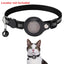 Dog Collar with Leather AirTag Holder, Soft Reflective Pet Tracker Collar with Bell, Adjustable GPS Anti-Lost Collars for Puppy