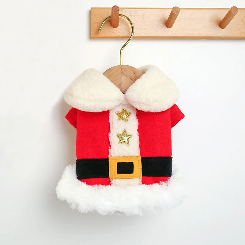 Luxury Christmas Dog Clothes for Small Dogs 2024 New Thicken Warm Fleece Dog Winter Coat Cold Weather Pet Apparel Puppy Costume