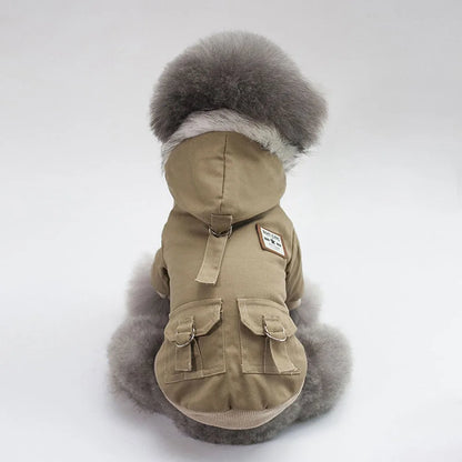 Winter Dog Clothes Warm Puppy Jacket Coat for Small Dogs Cats Chihuahua Yorkie Windproof Hoodies Pet Clothing Military Costume