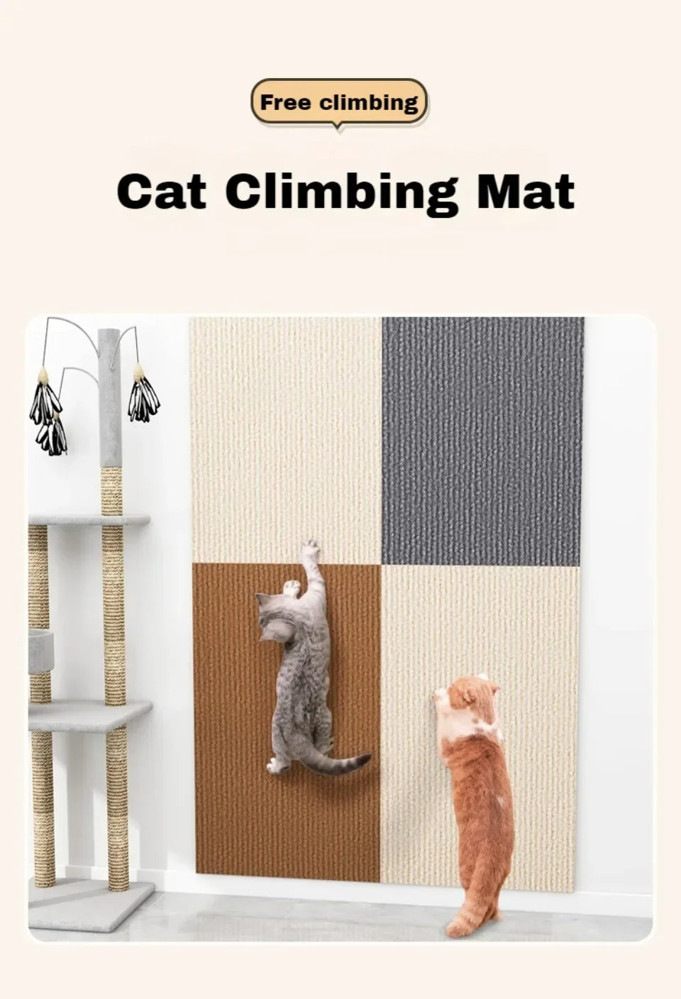 Scraper for Cats Cat Scratching Pads Carpet Cover Self-Adhesive Furniture&Couch Protector Cat Climbing Mat Cat Accessories Toys