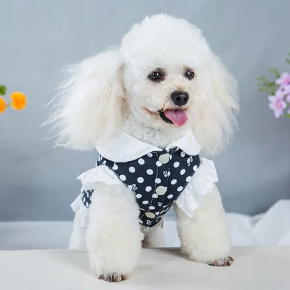 Pet Clothes Dog Dot Clothing Female Dogs Cotton Princess Dress Teddy Dog Dress Summer Dress Dog Clothes For Small Dogs