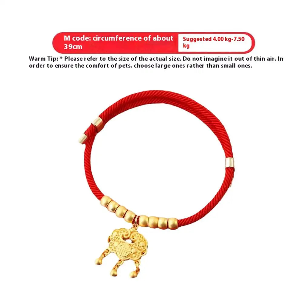 Pet Collar Necklace Year Of The Snake Pet Necklace Happiness Gold Blessing Lock Or Rattle Charm Necklace Adjustable Pet Neck Dec