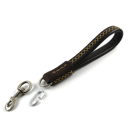 Dog Short Leash Lead Traffic Padded Handle Heavy Duty Real Leather Dog Lead for Training Control Puppy Small Medium Large Dogs