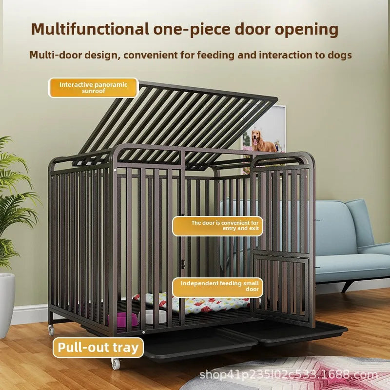 Dog cage Household Indoor with toilet Large Medium Small Dog Teddy Corgi Bichon Shiba Golden Retriever Large cage Kennel