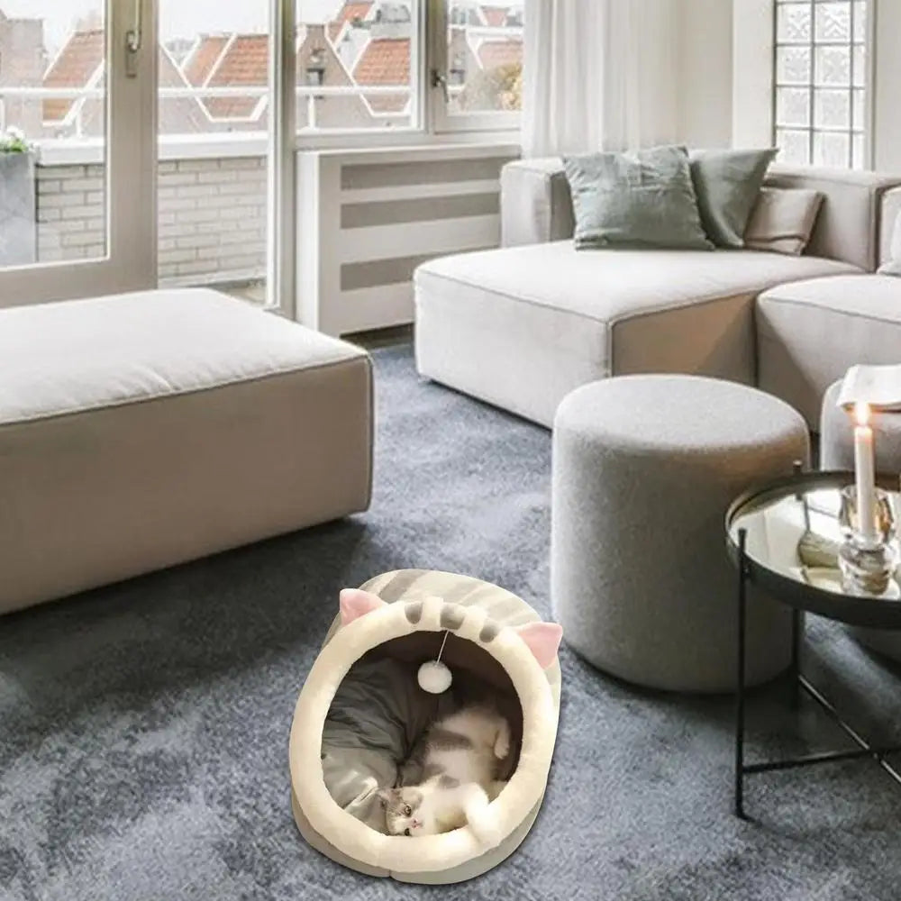 Cat Bed Warm Pet House Kitten Cave Cushion Cat House Round Cat Cushion Cat House 2 In 1 Warm Cats Basket Pet Sleep Bag