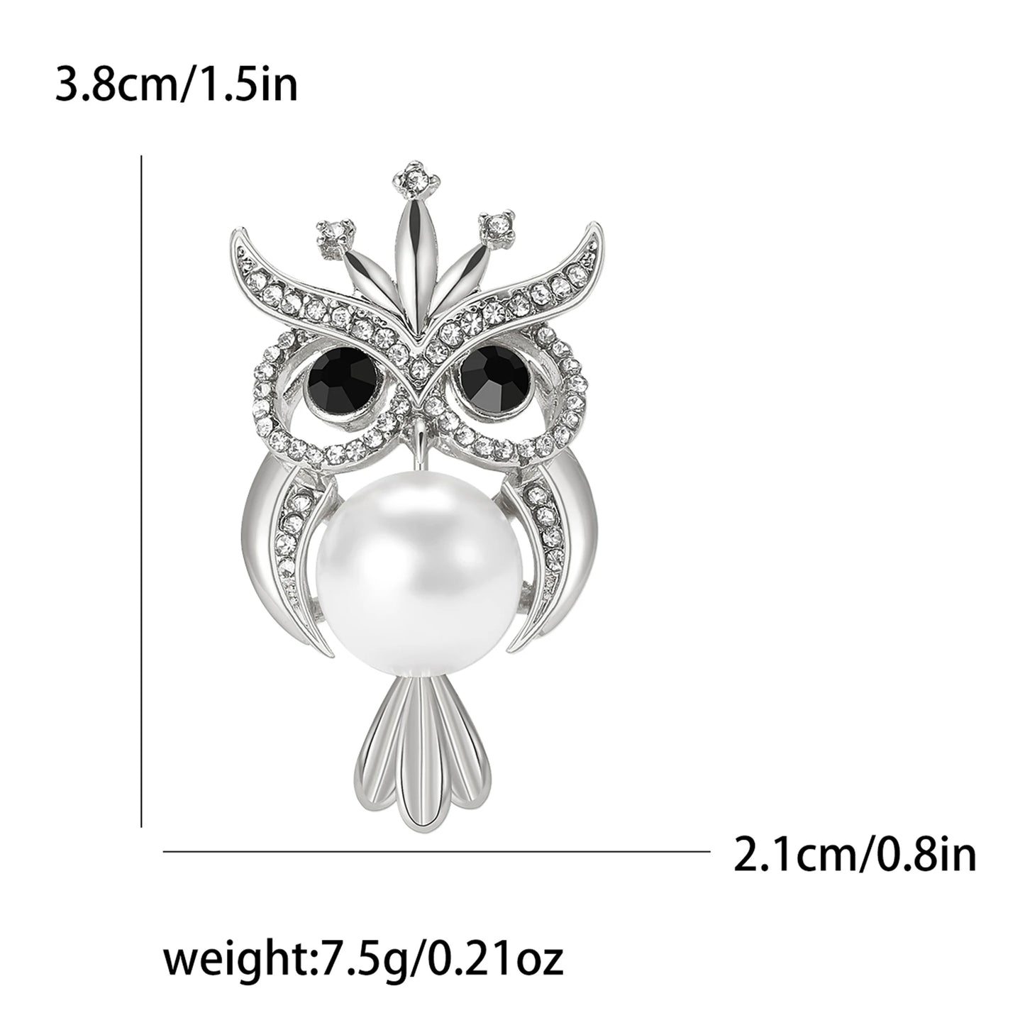 Rhinestone Owl Brooch for Women Unisex Glass Animal Pin Bird Lapel Pins Banquet Party Backpack Gifts Jewelry Accessories